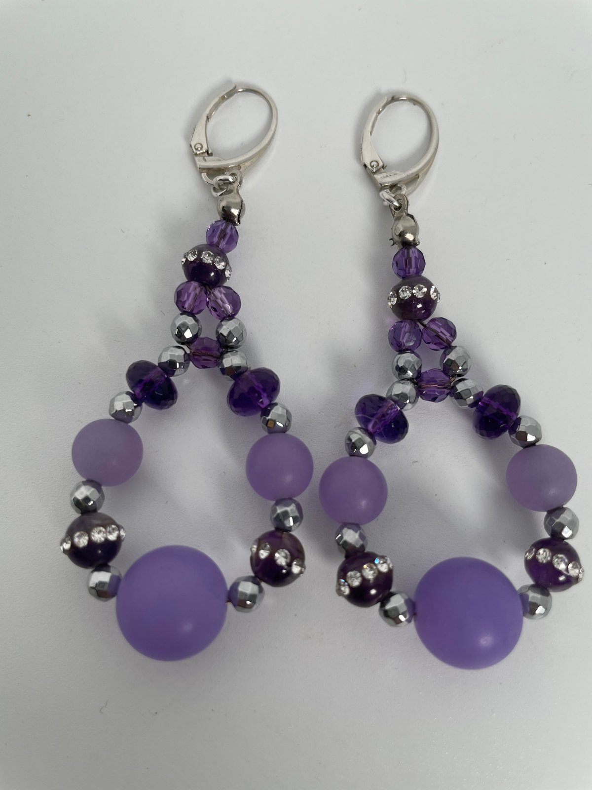 Purple amethyst beaded hoops
