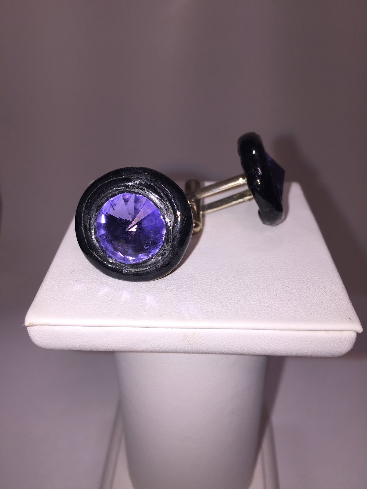 Cufflinks: Purple Crystal Set in Black