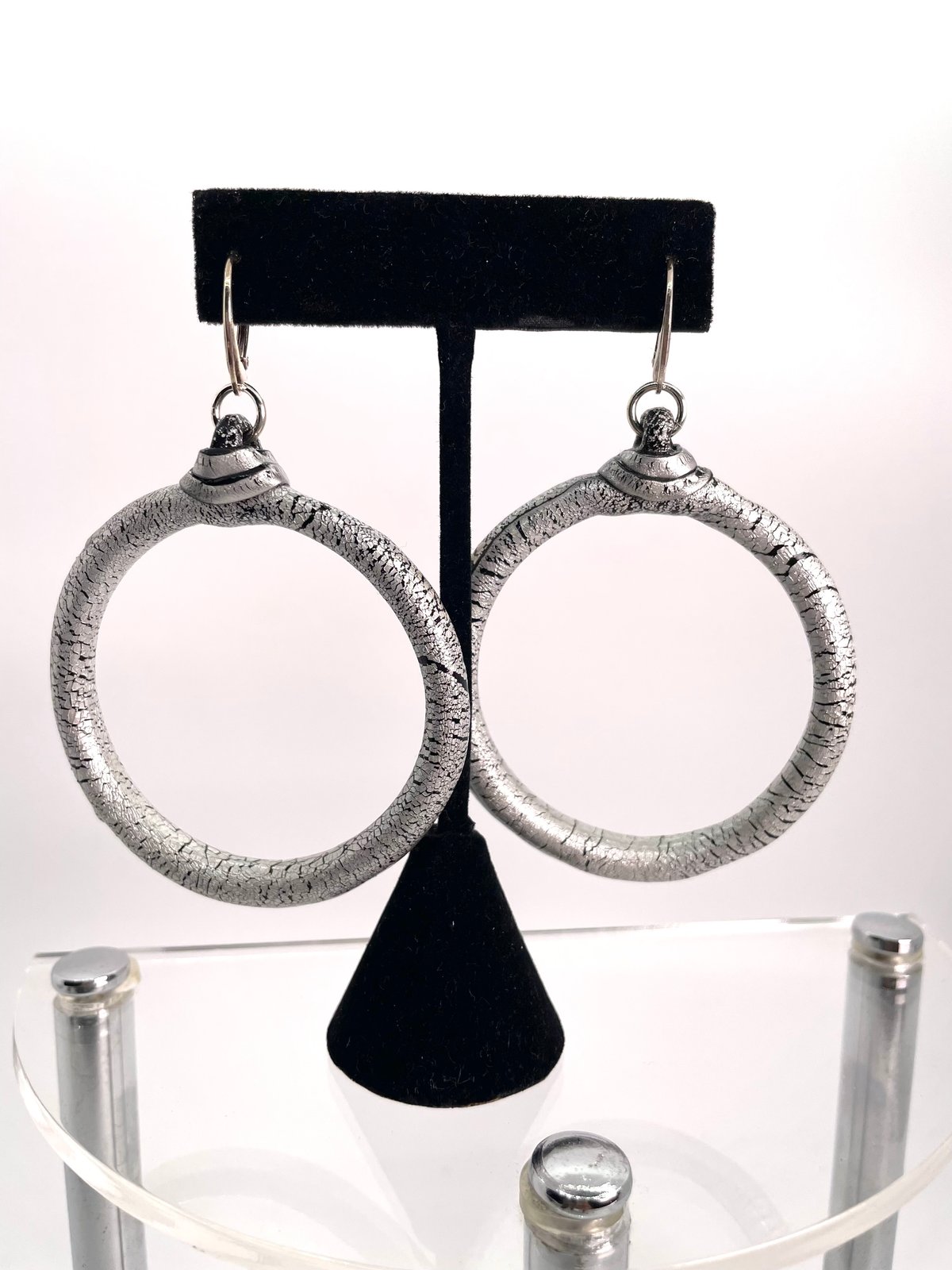 Silver hand crafted hoops