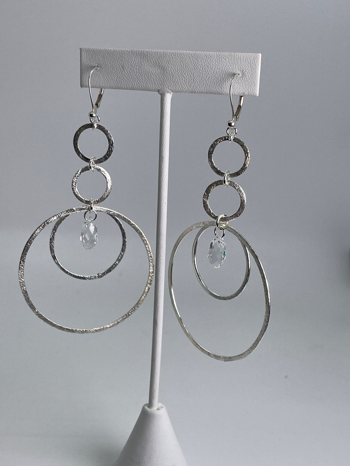 Sterling Silver hoops w/Crystal Dangle