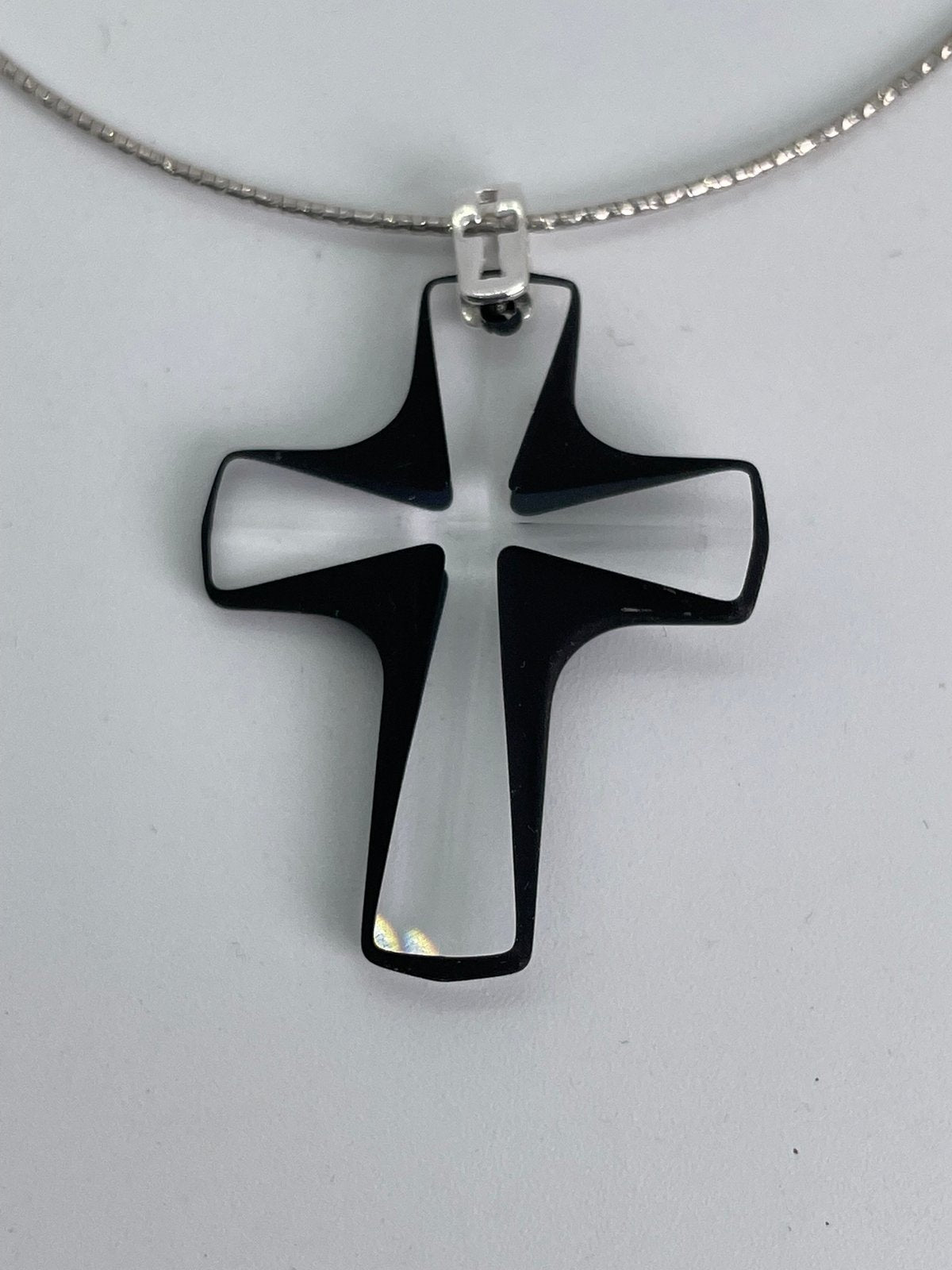Small Crystal Cross-Black