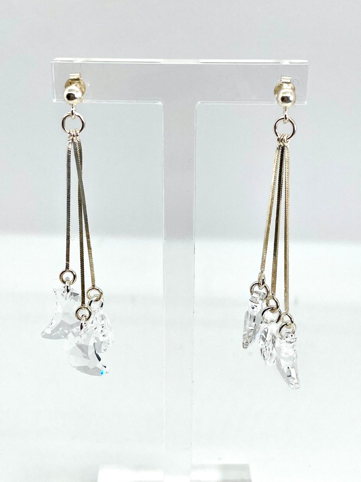 Three Clear half Moon dangles Swarovski