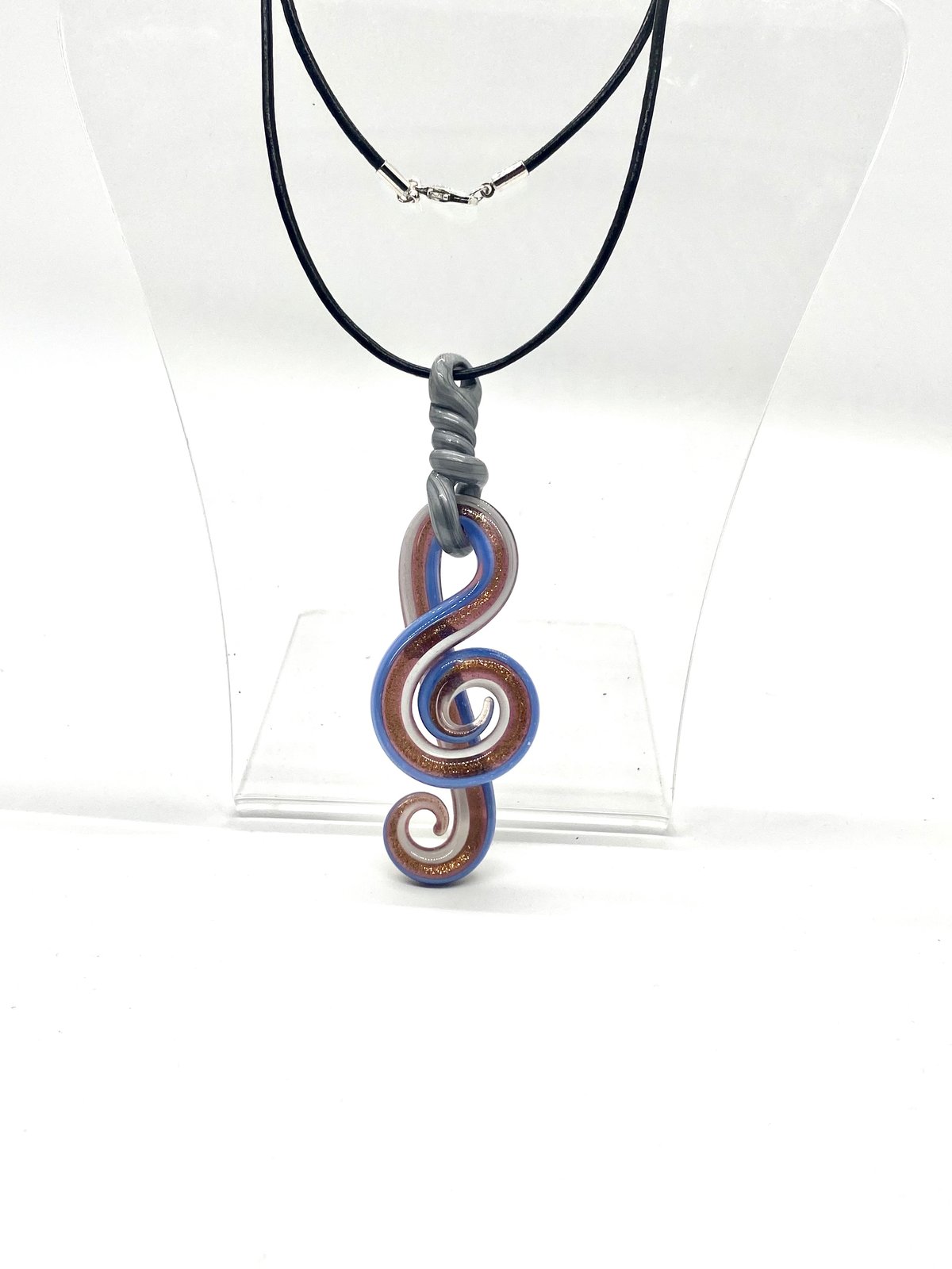 Treble Clef Blown Glass in Grey