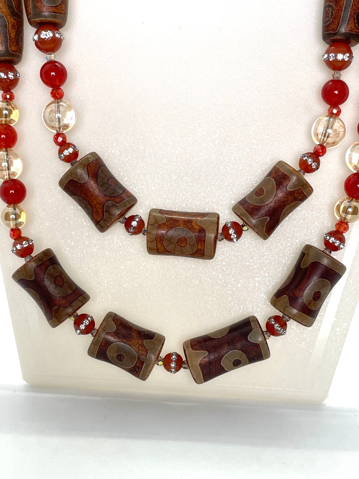 Two Stand Tibet Beaded Necklace & Earrings