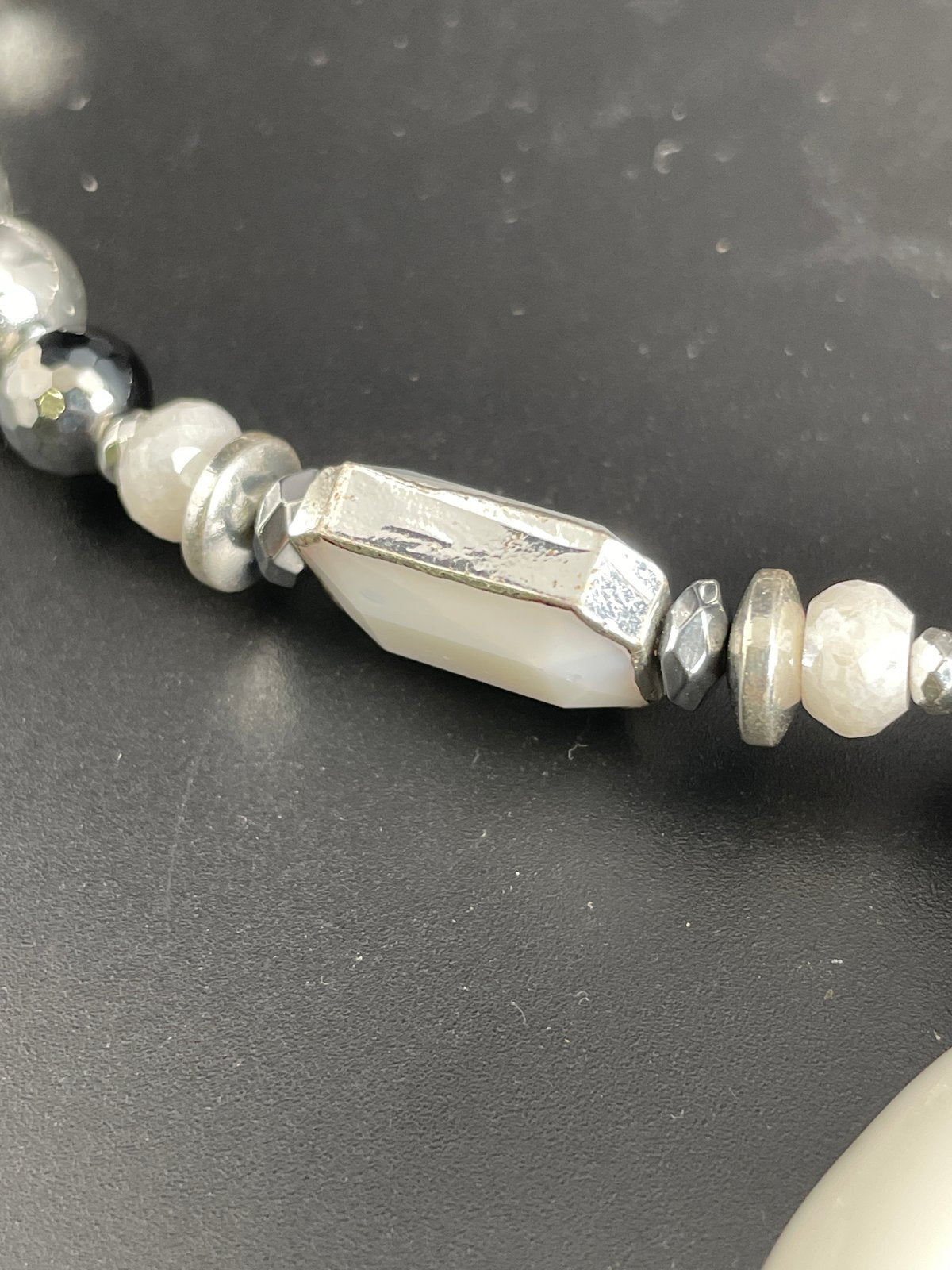 White Bone & Hematite Necklace (set)
