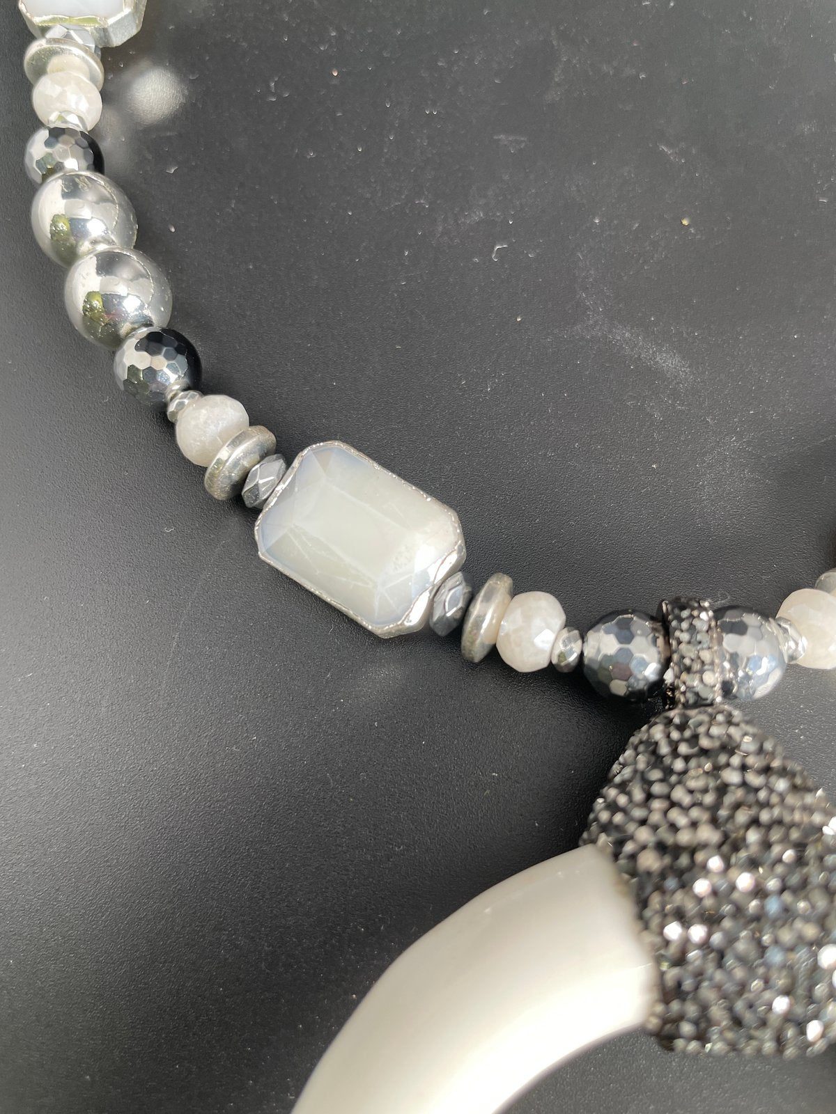 White Bone & Hematite Necklace (set)