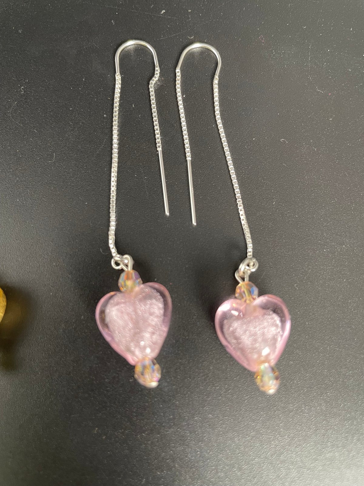 Heart Threaders frosted czeck glass (See Colors)