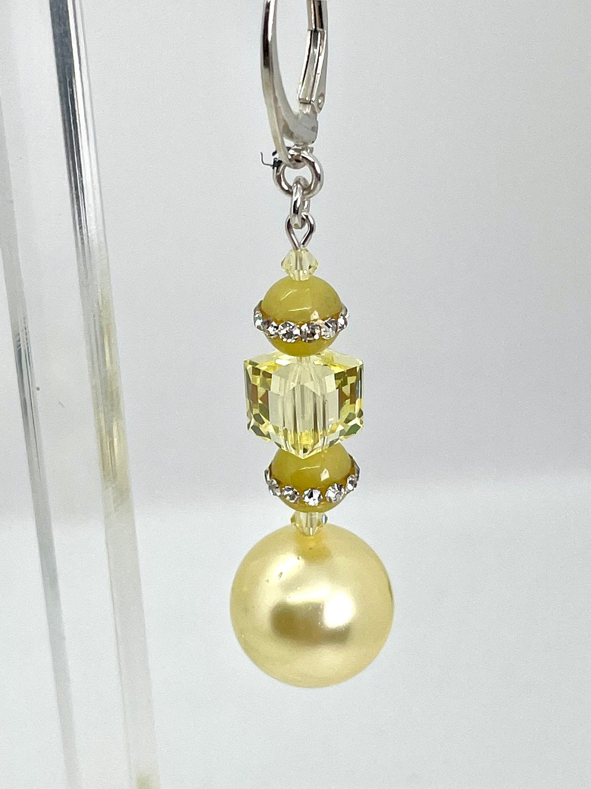 Yellow Natural Pearls & Yellow Jade Earrings