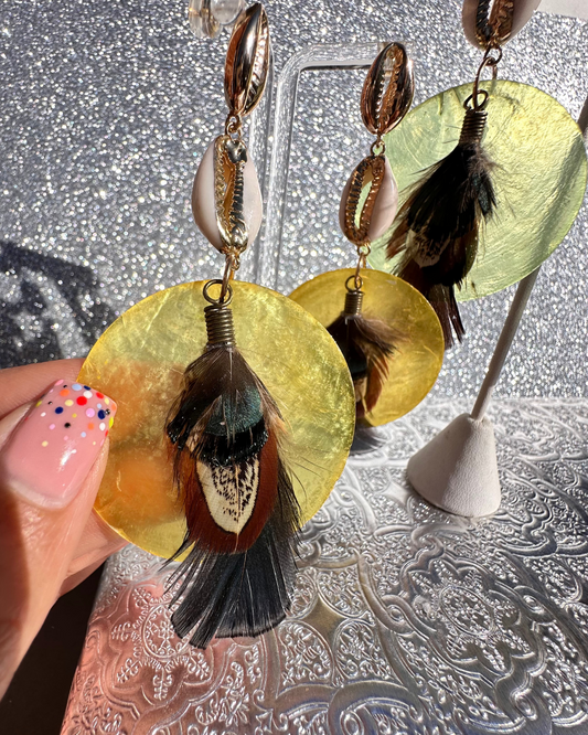 Yellow Sunshine & Shell Feathers