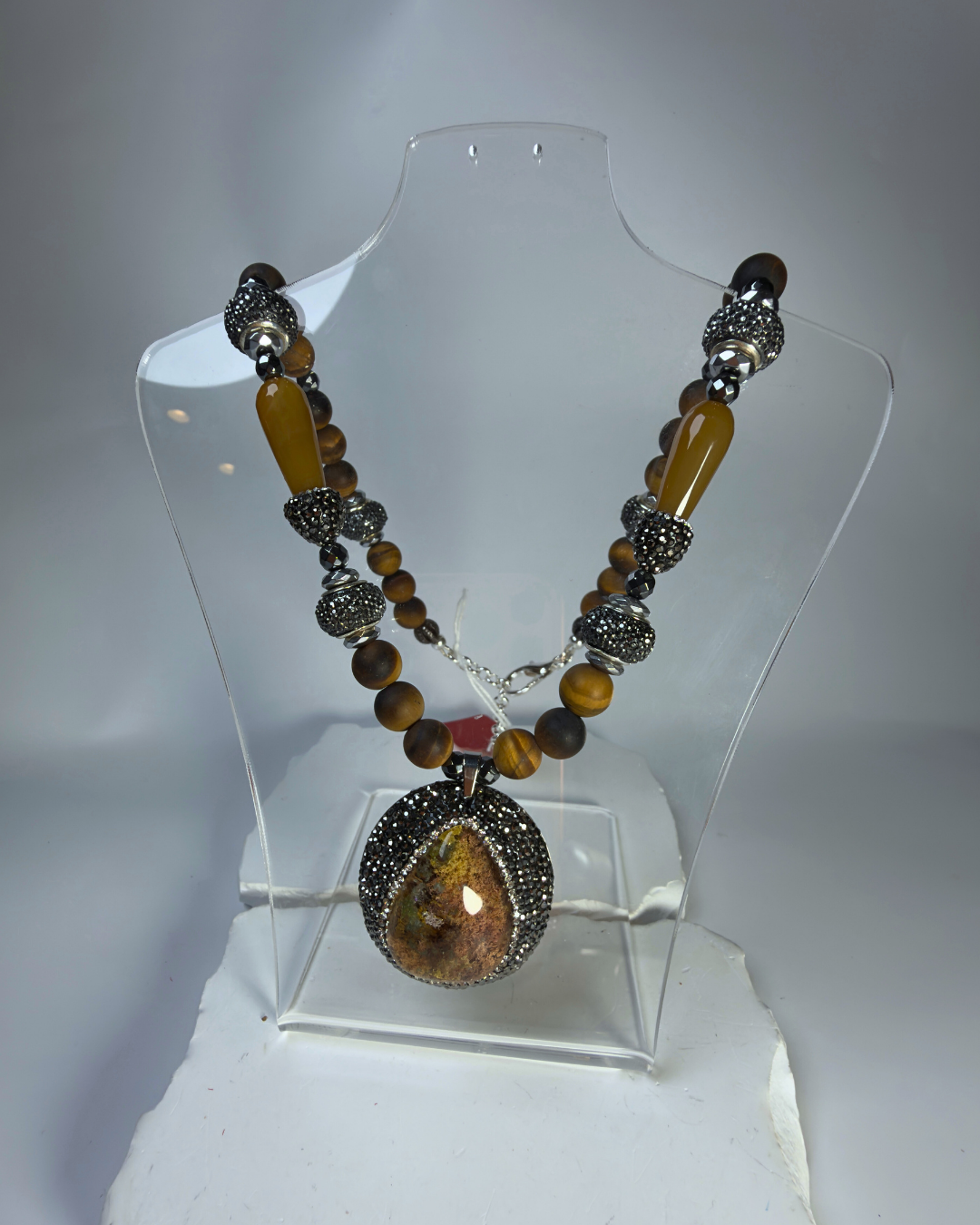 Hematite and Pavé Necklace