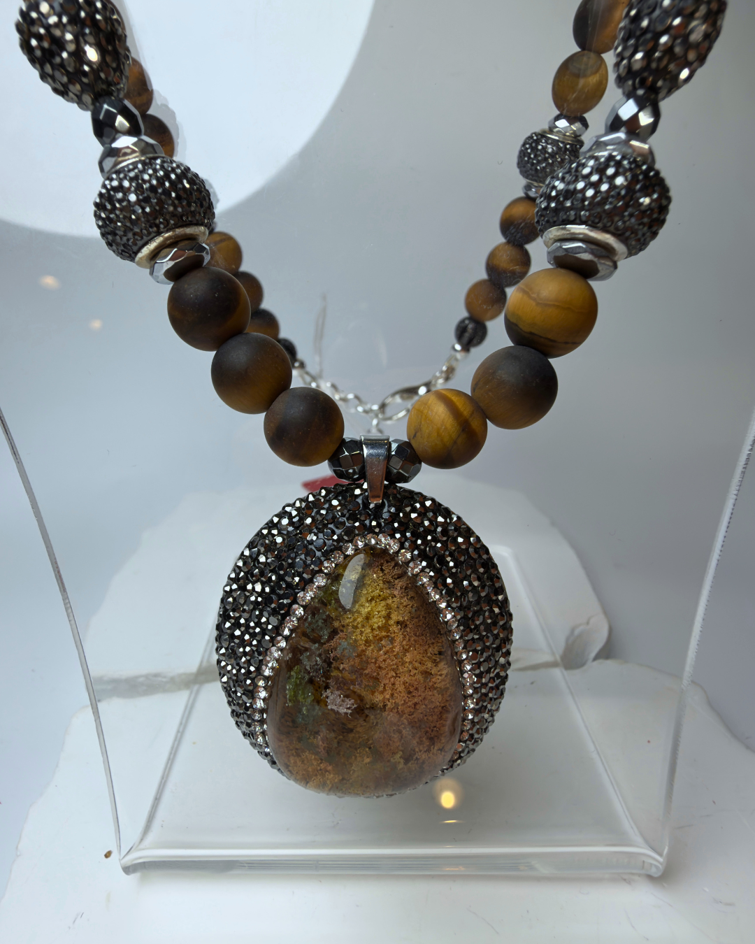 Hematite and Pavé Necklace