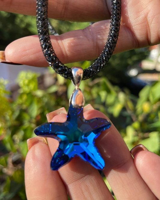 Blue Swarovski Crystal Starfish Small Pendant