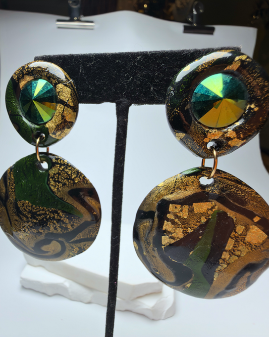 Gold Green Flatmix Earrings