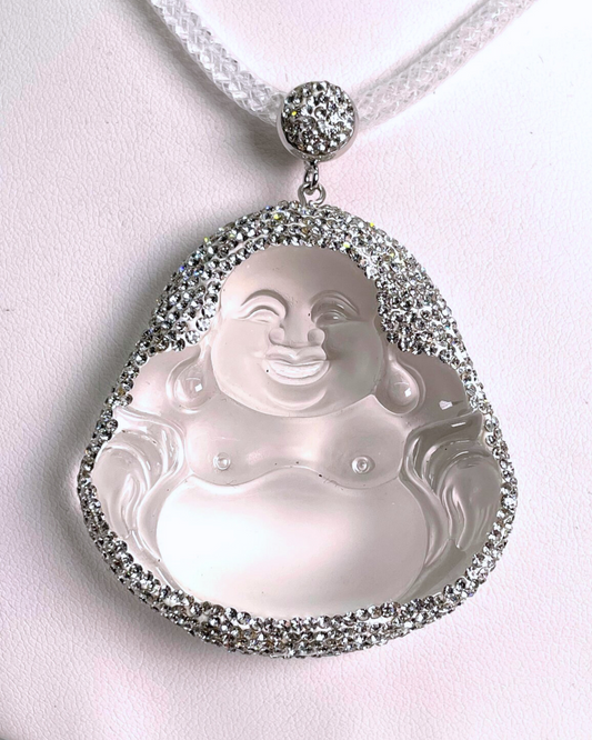 Clear “Fat Belly” Buddha w/ Clear Crystals