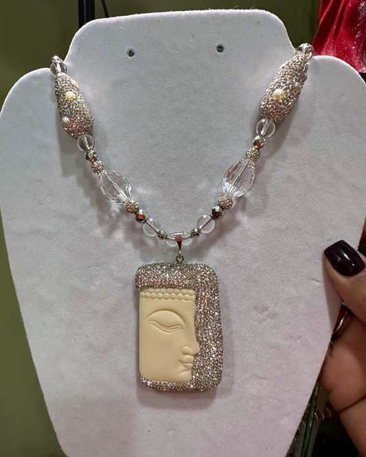 Ivory Beaded Buddha ￼￼