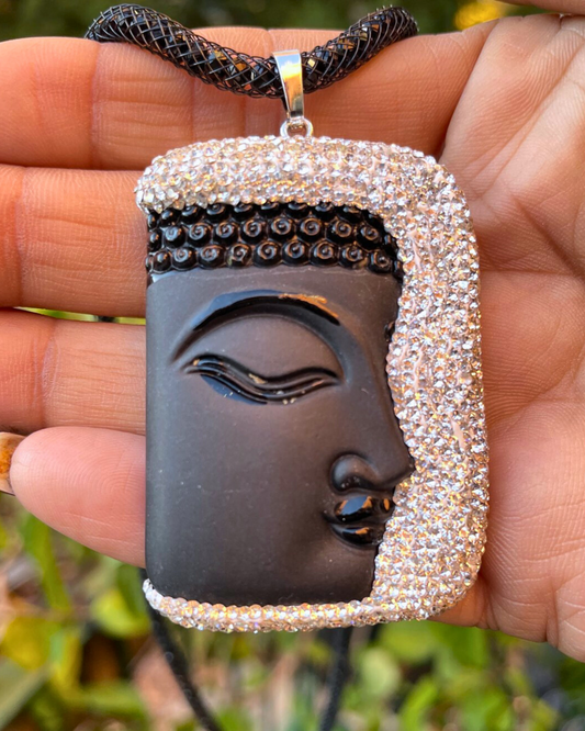 Black Buddha w/ Clear Crystals