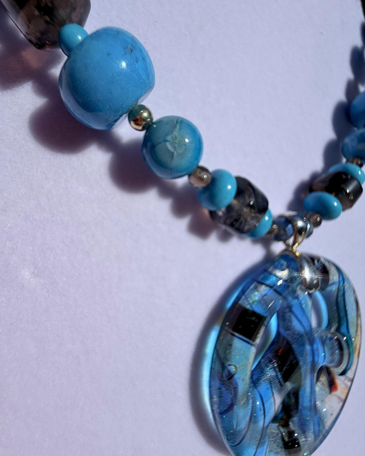 Blue Glass Peace Necklace