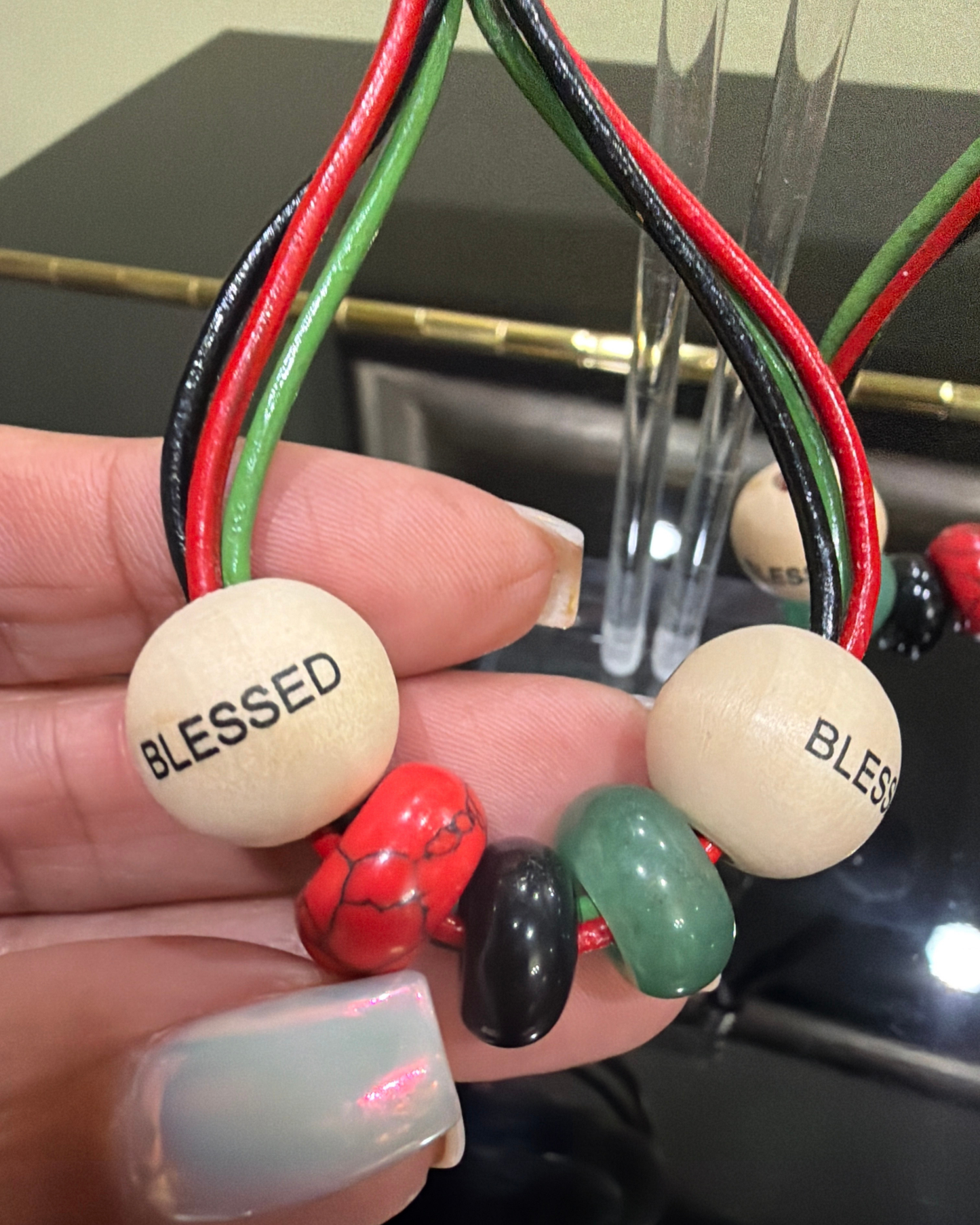 Blessed Black, Red & Green Hoops