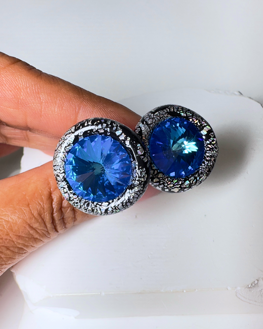 Cuff Links: “Blue Crystal_Silver”