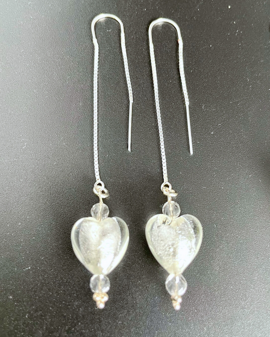 Heart Threaders frosted czeck glass (See Colors)