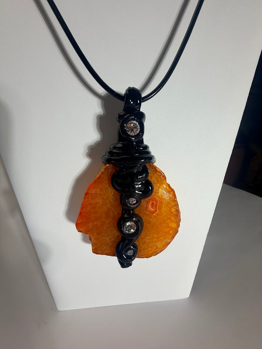 3d Crystal Set Ladybug- Orange Agate