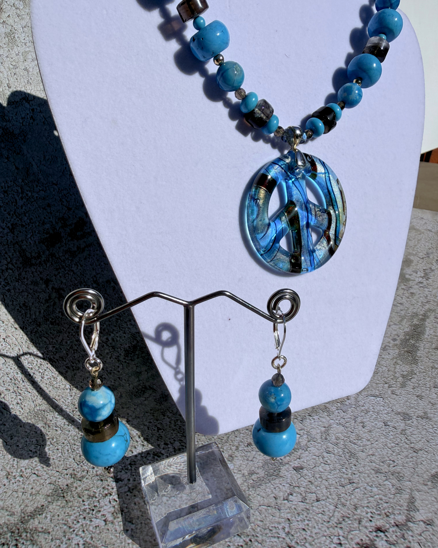 Blue Glass Peace Necklace