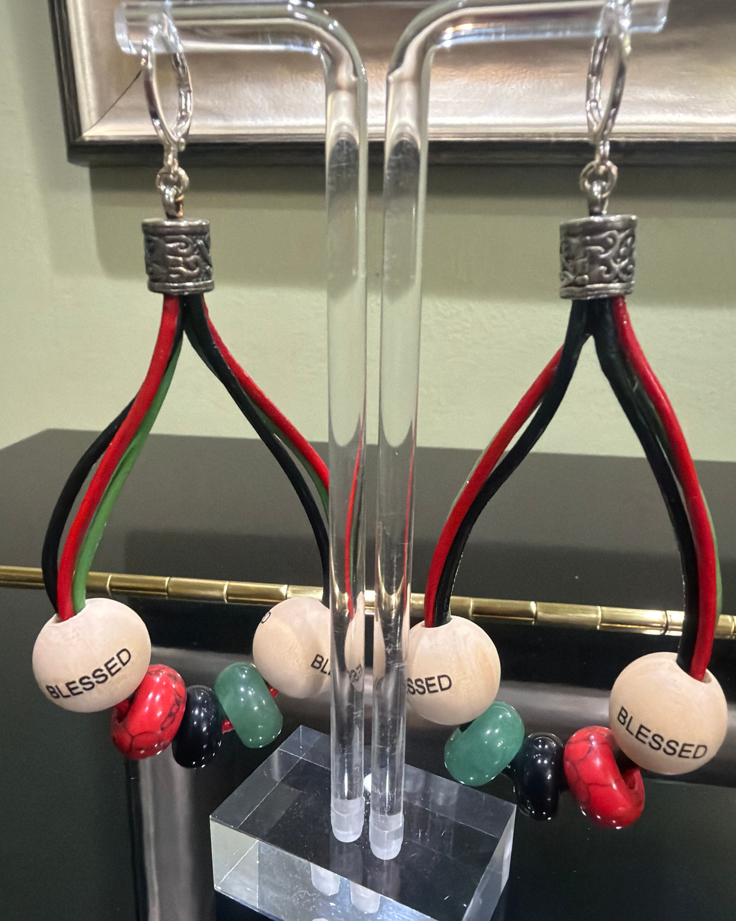 Blessed Black, Red & Green Hoops
