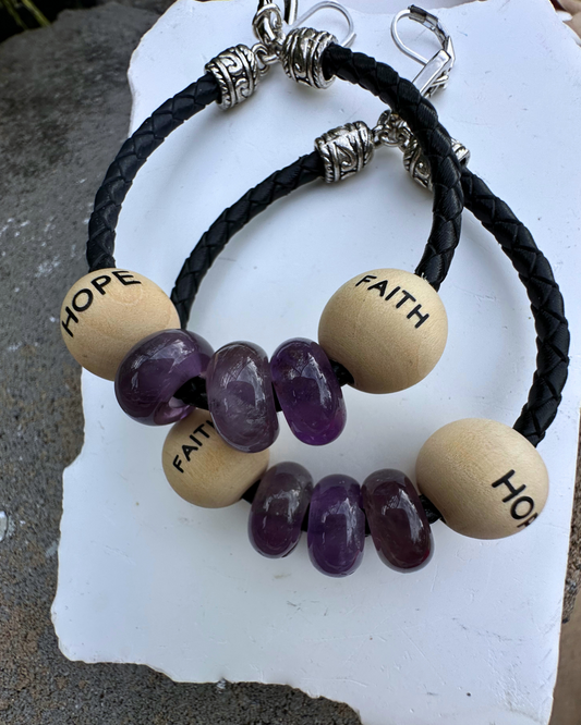 Amethyst FAITH & HOPE Hoops