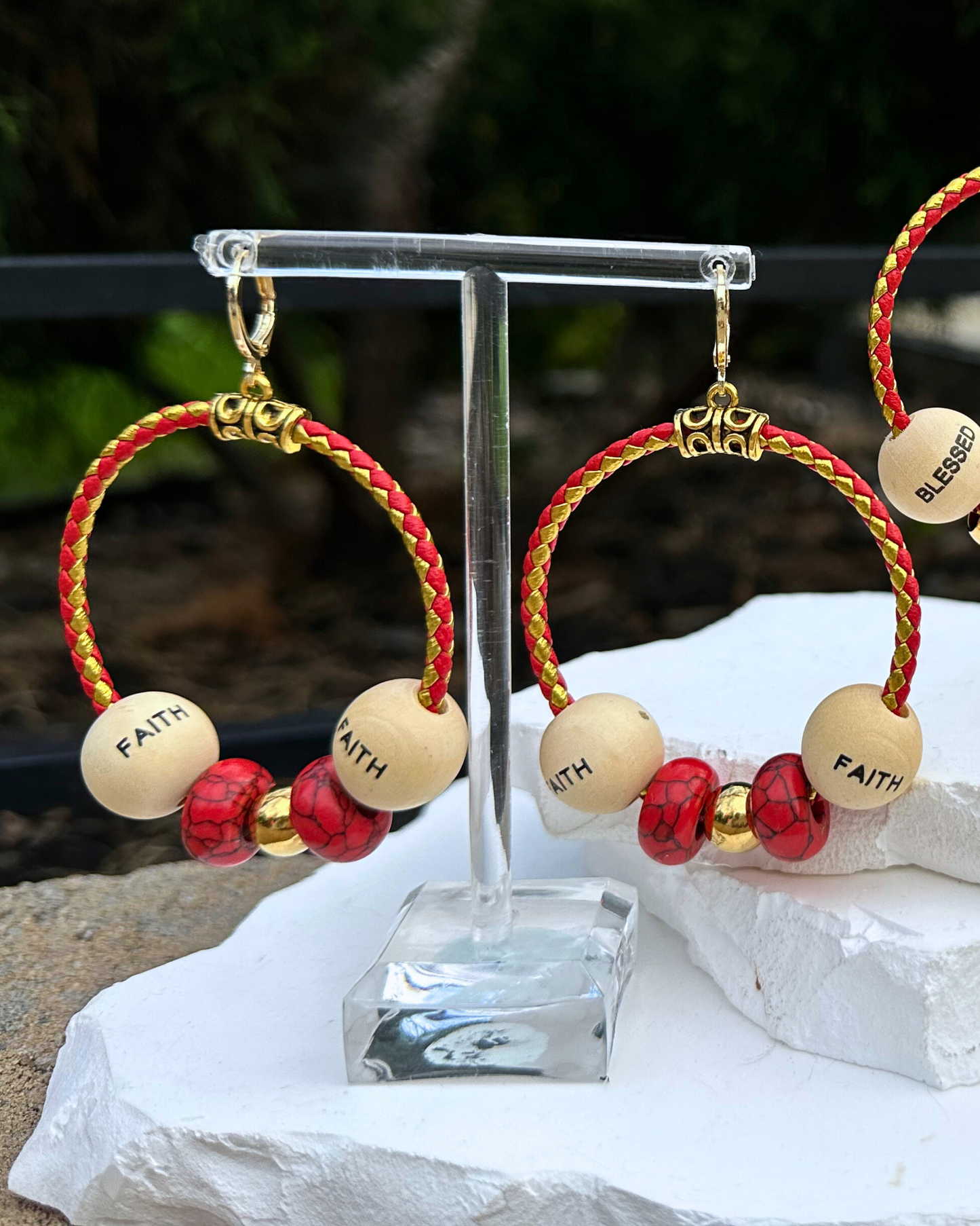 Red & Gold FAITH Hoops