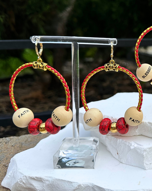 Red & Gold FAITH Hoops