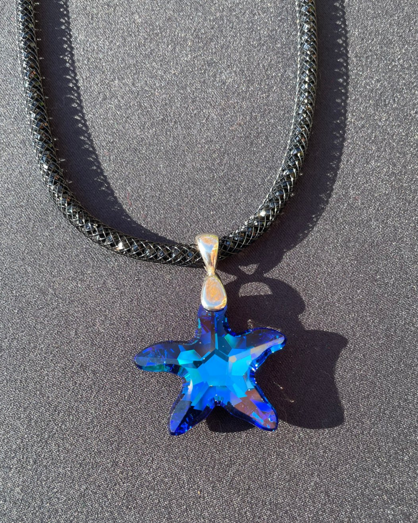 Blue Swarovski Crystal Starfish Small Pendant