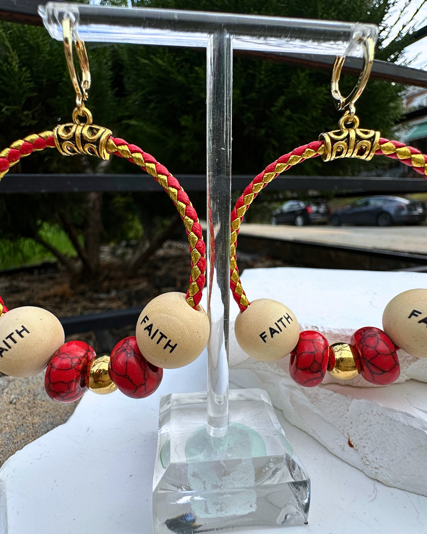 Red & Gold FAITH Hoops