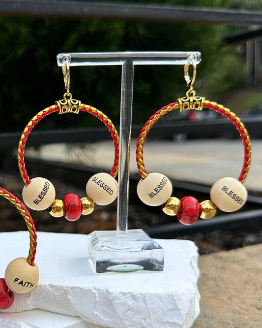 Red & Gold BLESSED Hoops