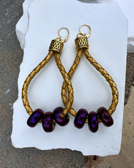 Purple Hematite Hoops