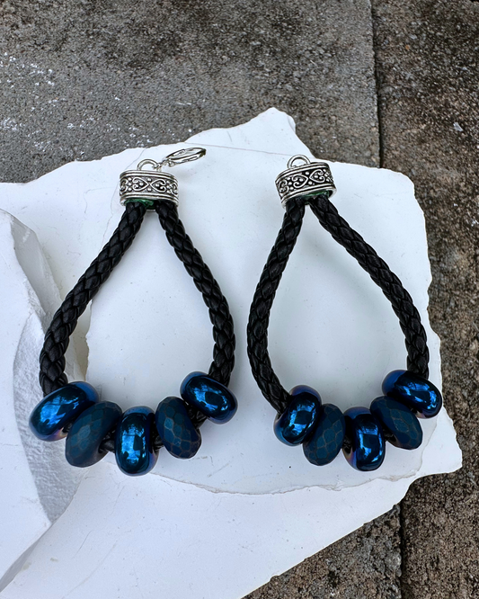 Blue Hematite Hoops