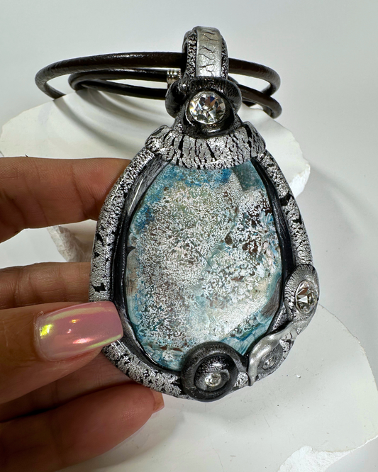Jasperized Blue Stone Necklace