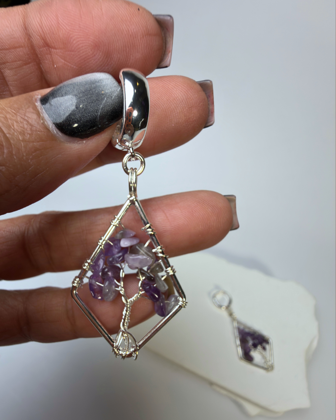 Amethyst Tree Of Life Earrings