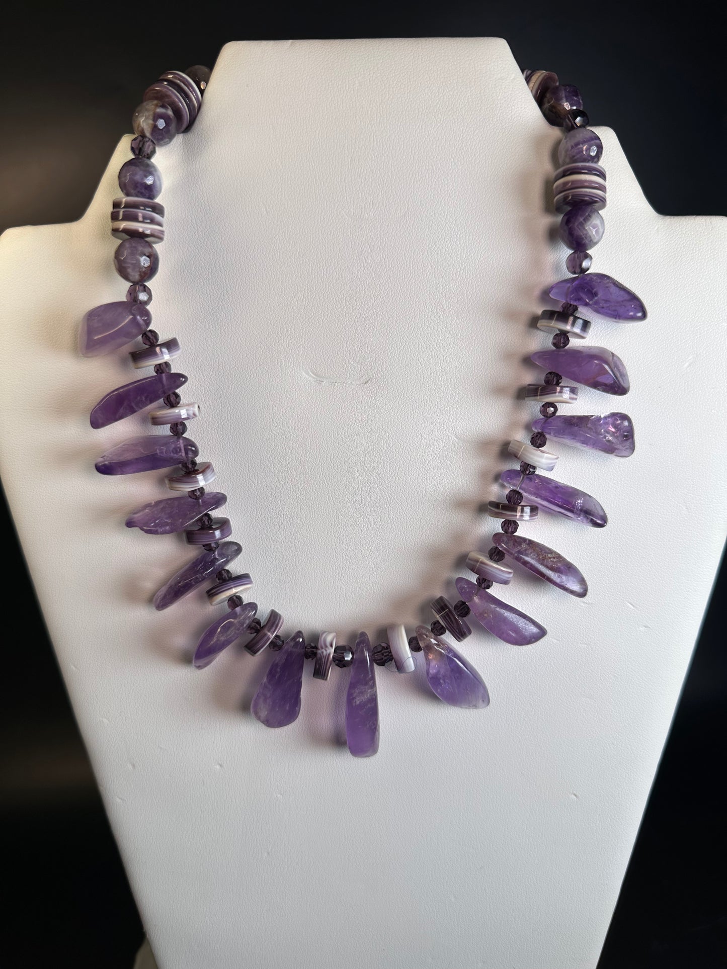 Amethyst Drop w/ Lavender Heshi Shell Necklace