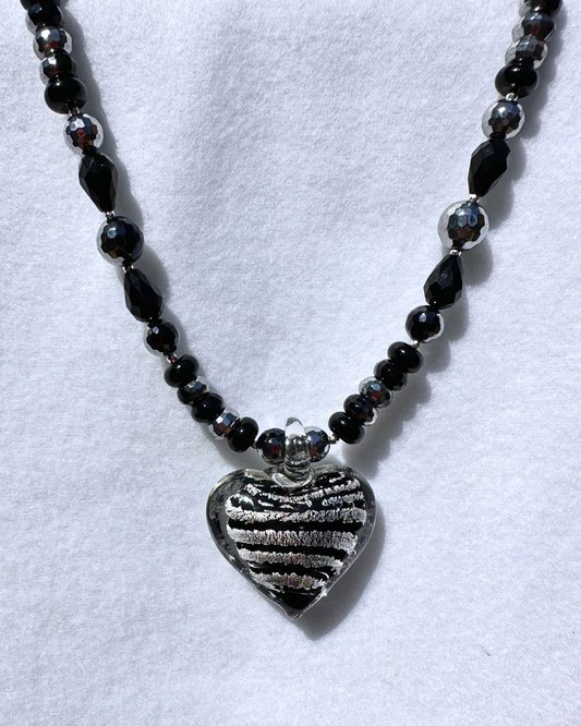"Blown Heart" Glass Heart Necklace