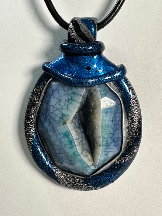 Blue Magic Agate Turtle Style Necklace