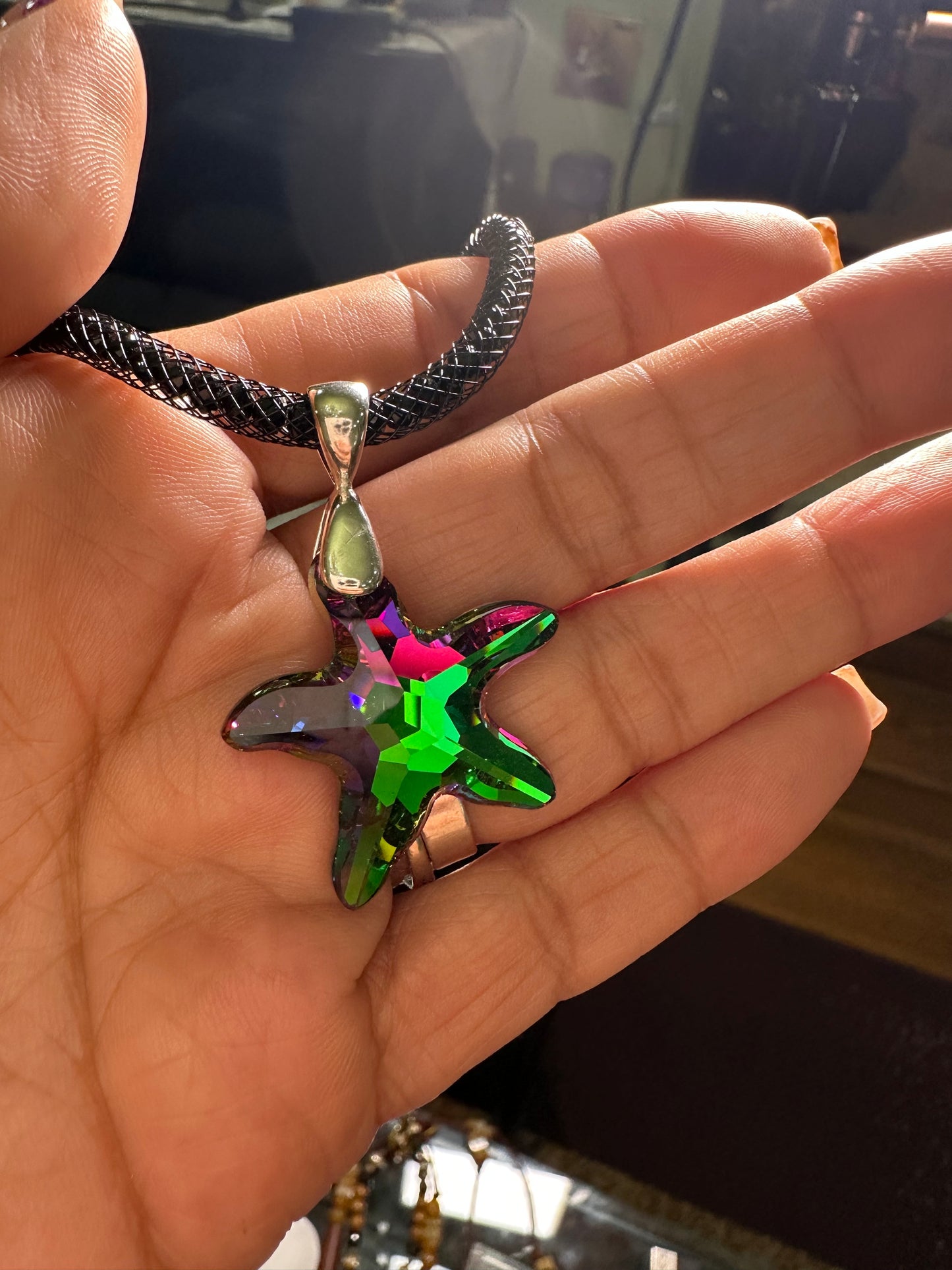 Purple/green Swarovski Starfish Small Pendant