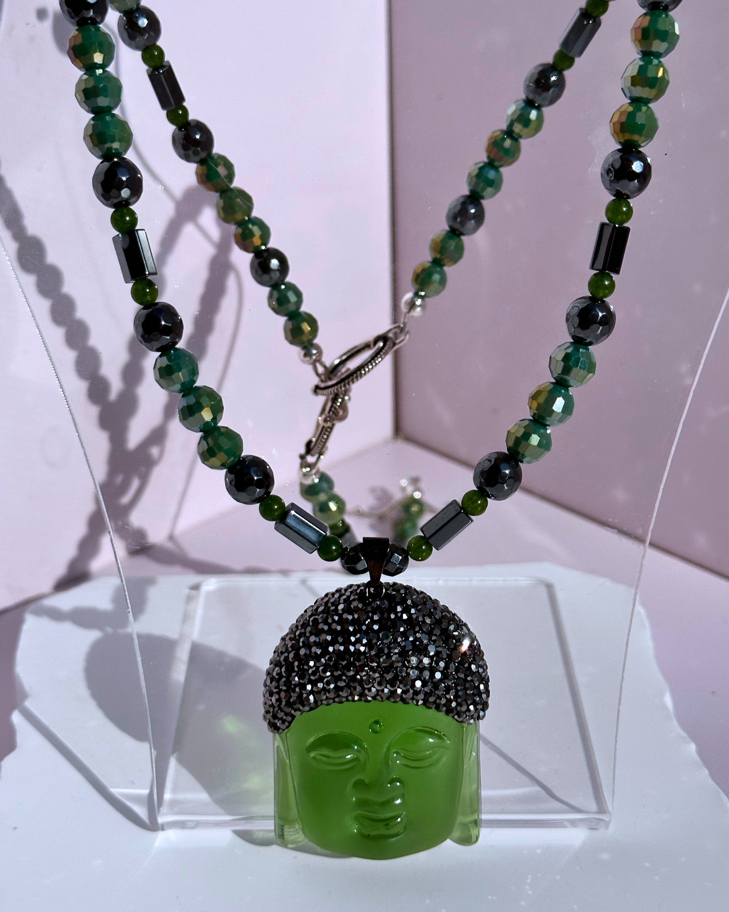 Green Tranquil  Buddha Treasures Necklace