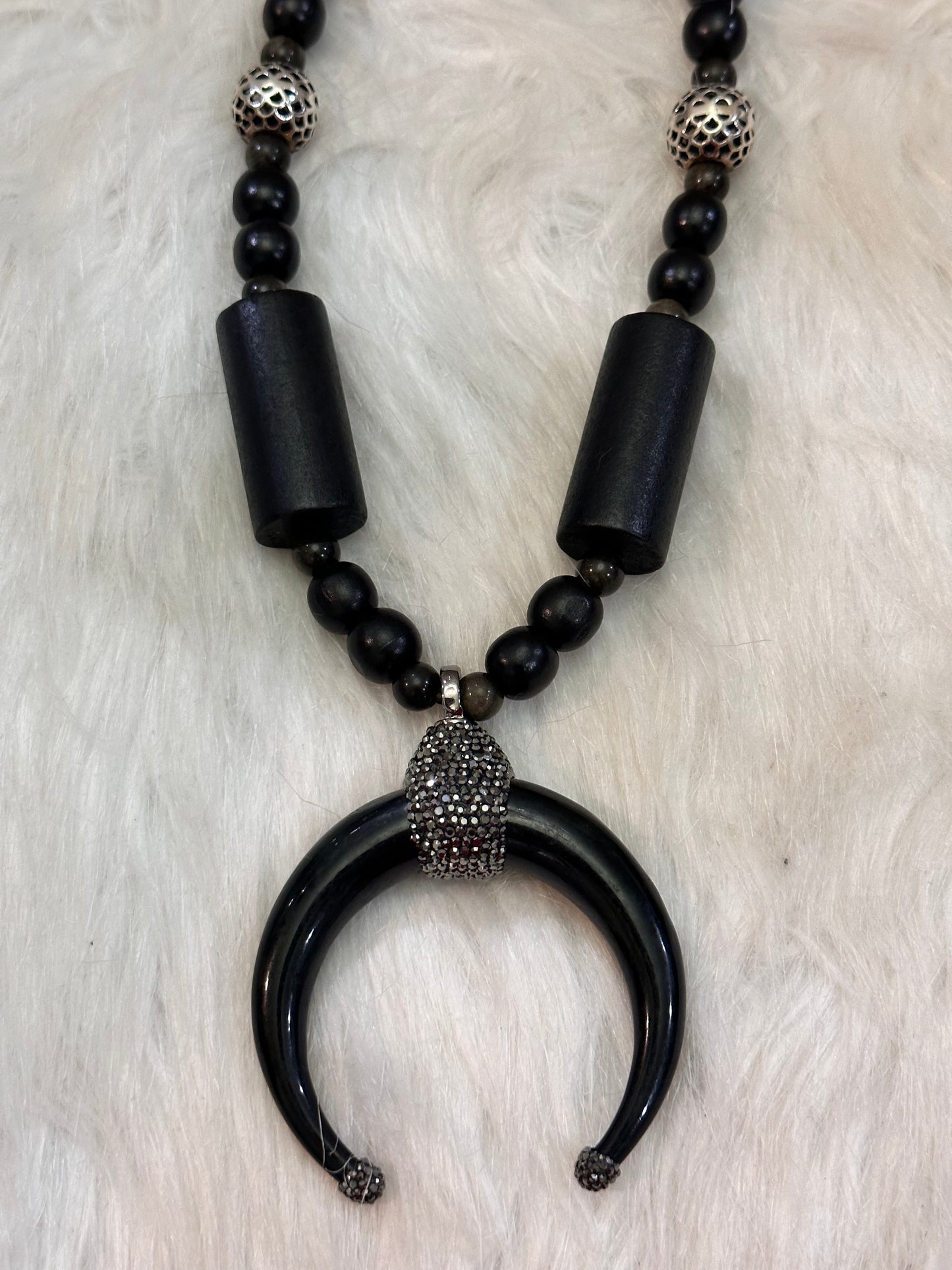 Black and hematite would necklace on Cording