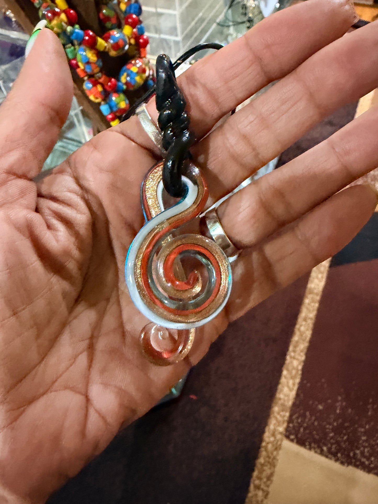 Treble clef blown glass