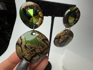 Gold Green Flatmix Earrings