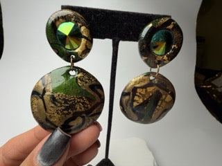 Gold Green Flatmix Earrings