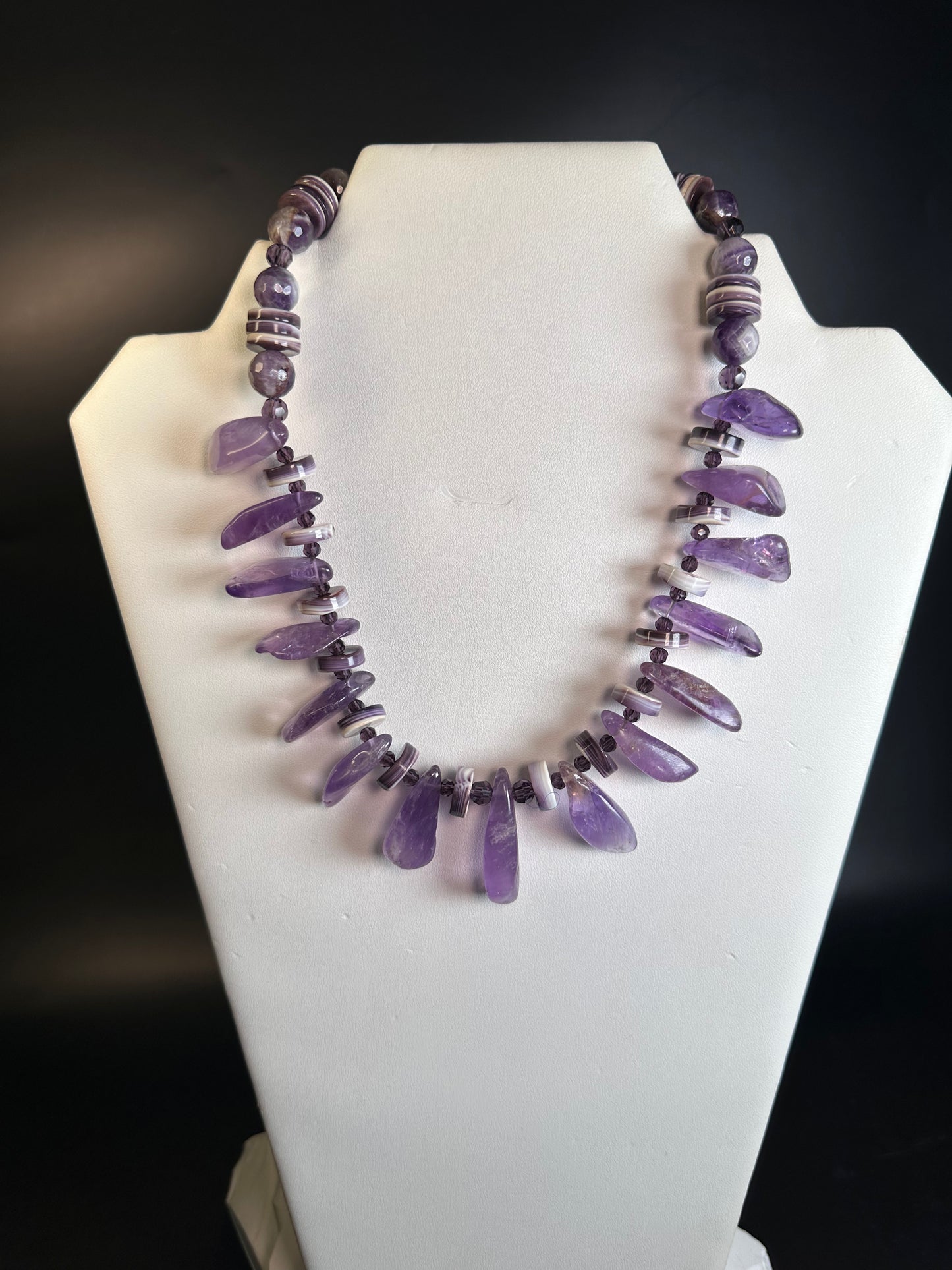 Amethyst Drop w/ Lavender Heshi Shell Necklace