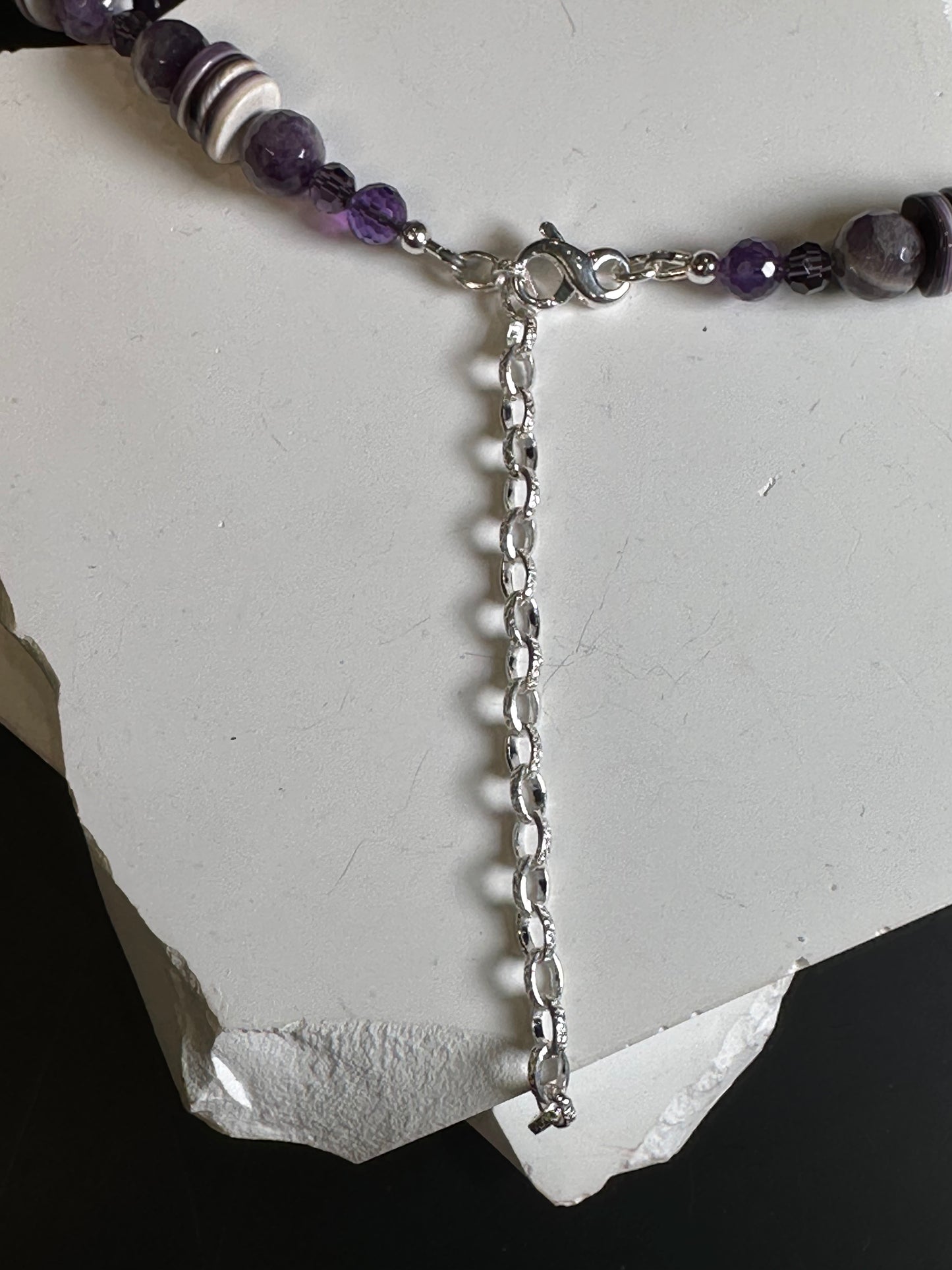 Amethyst Drop w/ Lavender Heshi Shell Necklace