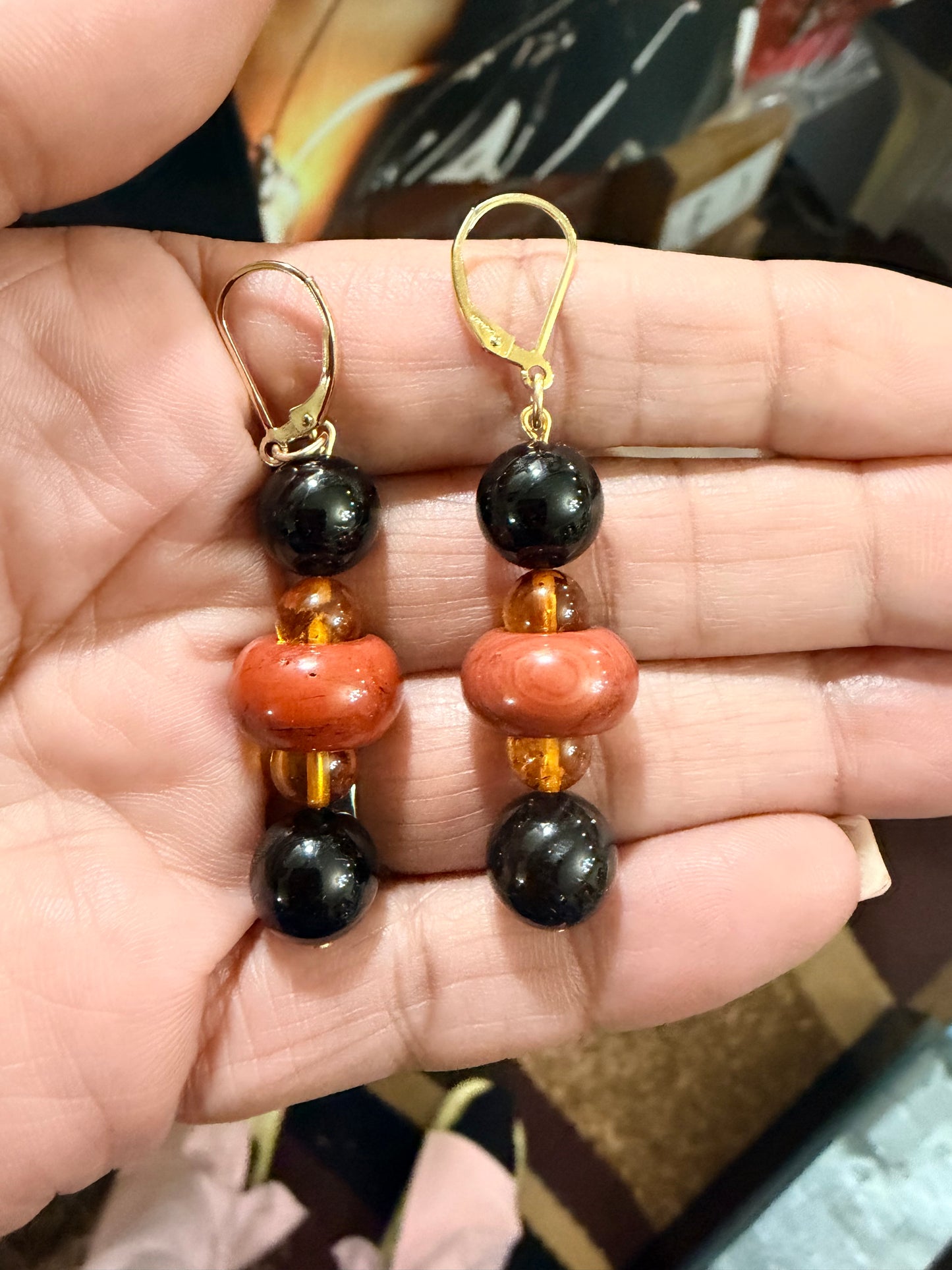 Matching Jasper/Onyx earrings (S/O) L. Reeves