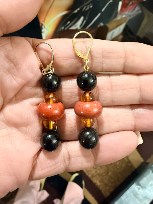 Matching Jasper/Onyx earrings (S/O) L. Reeves